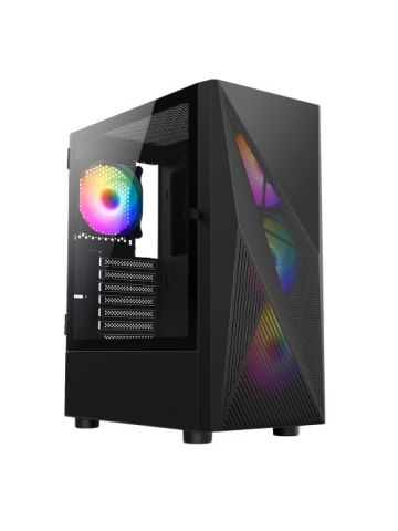 VIDA Tempest Black ARGB Gaming Case w/ Glass Window, ATX, 4x ARGB Fans