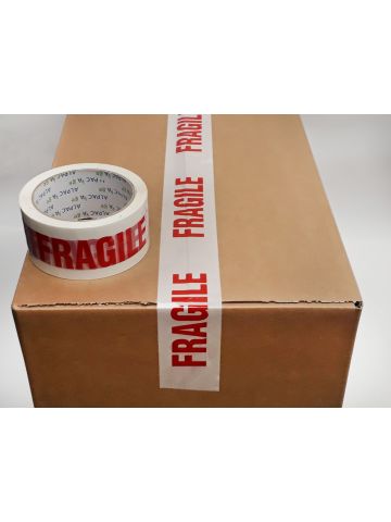 AP Pk 6 Printed BOPP Tape FRAGILE 48mm  66m  38mu Red/ Wht TFP486638