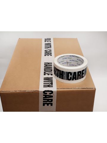 AP Box 72 Printed BOPP Tape HANDLE WITH CARE 48mm  66m  38mu Blk/ Wht THB486638