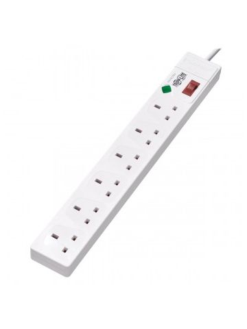 Tripp Lite 6-Outlet Surge Protector - British BS1363A Outlets, 220-250V AC, 13A, 1.8 m Cord, BS1363A Plug, White