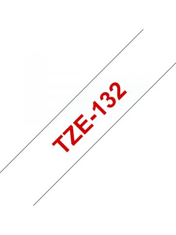 Brother TZE-132 DirectLabel red on Transparent Laminat 12mm x 8m for Brother P-Touch TZ 3.5-18mm/6-12mm/6-18mm/6-24mm/6-36mm