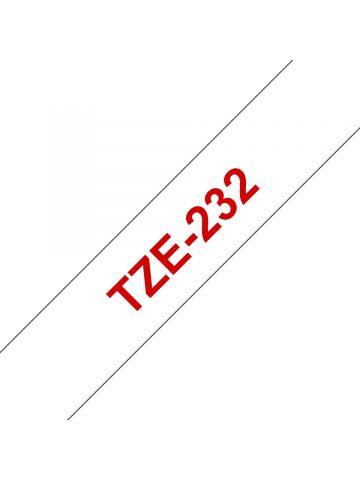 Brother TZE-232 DirectLabel red on white Laminat 12mm x 8m for Brother P-Touch TZ 3.5-18mm/6-12mm/6-18mm/6-24mm/6-36mm