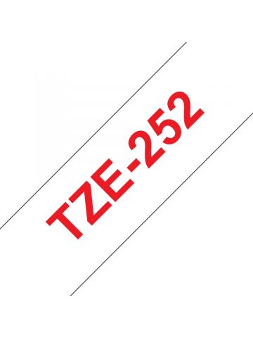 Brother TZE-252 DirectLabel red on white Laminat 24mm x 8m for Brother P-Touch TZ 3.5-24mm/HSE/36mm/6-24mm/6-36mm