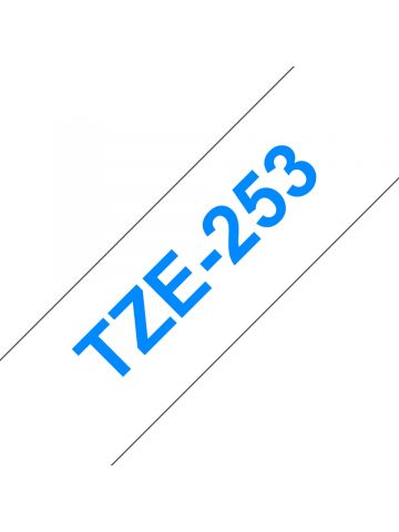 Brother TZE-253 DirectLabel blue on white Laminat 24mm x 8m for Brother P-Touch TZ 3.5-24mm/HSE/36mm/6-24mm/6-36mm