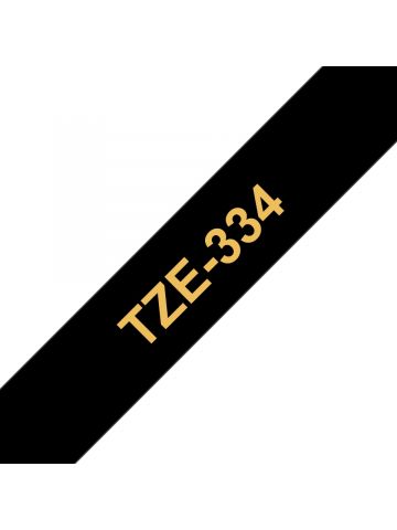 Brother TZE-334 DirectLabel gold on black Laminat 12mm x 8m for Brother P-Touch TZ 3.5-18mm/6-12mm/6-18mm/6-24mm/6-36mm