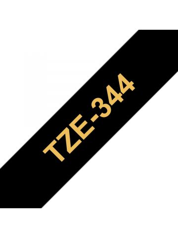 Brother TZE-344 DirectLabel gold on black Laminat 18mm x 8m for Brother P-Touch TZ 3.5-18mm/36mm/6-18mm/6-24mm/6-36mm