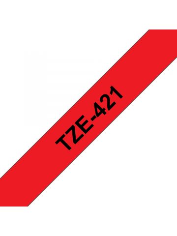 Brother TZE-421 DirectLabel black on red Laminat 9mm x 8m for Brother P-Touch TZ 3.5-18mm/6-12mm/6-18mm/6-24mm/6-36mm