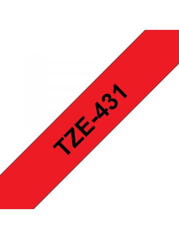 Brother TZE-431 DirectLabel black on red Laminat 12mm x 8m for Brother P-Touch TZ 3.5-18mm/6-12mm/6-18mm/6-24mm/6-36mm