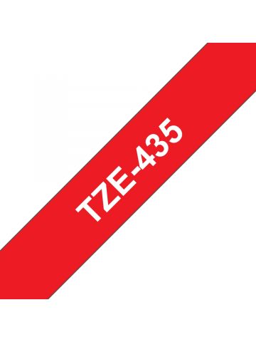 Brother TZE-435 DirectLabel white on red Laminat 12mm x 8m for Brother P-Touch TZ 3.5-18mm/6-12mm/6-18mm/6-24mm/6-36mm