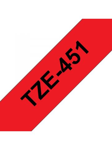 Brother TZE-451 DirectLabel black on red Laminat 24mm x 8m for Brother P-Touch TZ 3.5-24mm/HSE/36mm/6-24mm/6-36mm