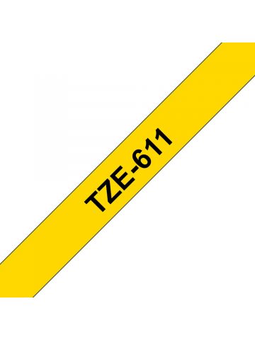 Brother TZE-611 DirectLabel black on yellow Laminat 6mm x 8m for Brother P-Touch TZ 3.5-18mm/6-12mm/6-18mm/6-24mm/6-36mm