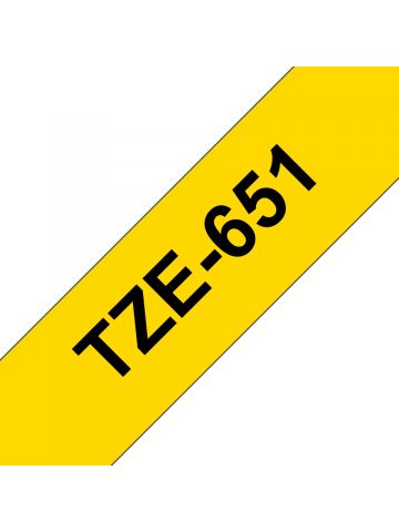 Brother TZE-651 DirectLabel black on yellow Laminat 24mm x 8m for Brother P-Touch TZ 3.5-24mm/HSE/36mm/6-24mm/6-36mm