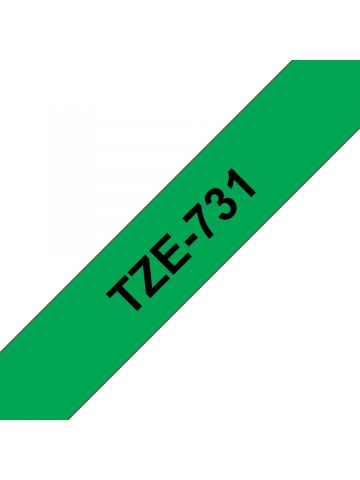 Brother TZE-731 DirectLabel black on green Laminat 12mm x 8m for Brother P-Touch TZ 3.5-18mm/6-12mm/6-18mm/6-24mm/6-36mm