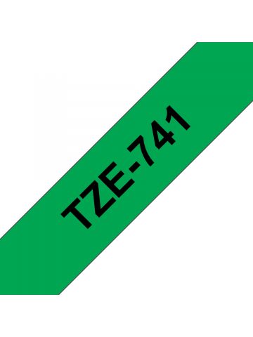 Brother TZE-741 DirectLabel black on green Laminat 18mm x 8m for Brother P-Touch TZ 3.5-18mm/36mm/6-18mm/6-24mm/6-36mm