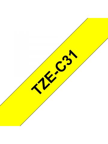 Brother TZE-C31 DirectLabel black on yellow Laminat 12mm x 5m for Brother P-Touch TZ 3.5-18mm/6-12mm/6-18mm/6-24mm/6-36mm