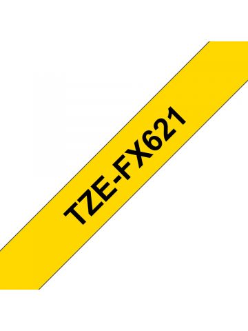 Brother TZE-FX621 DirectLabel black on yellow Laminat 9mm x 8m for Brother P-Touch TZ 3.5-18mm/6-12mm/6-18mm/6-24mm/6-36mm