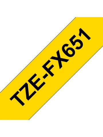 Brother TZE-FX651 DirectLabel black on yellow Laminat 24mm x 8m for Brother P-Touch TZ 3.5-24mm/HSE/36mm/6-24mm/6-36mm