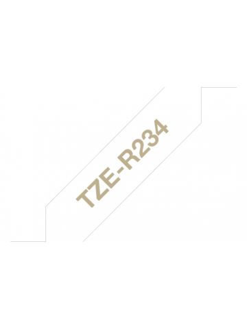 Brother TZE-R234 DirectLabel gold on white non adhesive textil 12mm x 4m for Brother P-Touch TZ 3.5-18mm/6-12mm/6-18mm/6-24mm/6-36mm