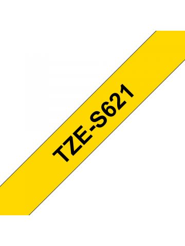 Brother TZE-S621 DirectLabel black on yellow extra strong Laminat 9mm x 8m for Brother P-Touch TZ 3.5-18mm/6-12mm/6-18mm/6-24mm/6-36mm