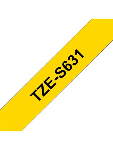 Brother TZE-S631 DirectLabel black on yellow extra strong Laminat 12mm x 8m for Brother P-Touch TZ 3.5-18mm/6-12mm/6-18mm/6-24mm/6-36mm