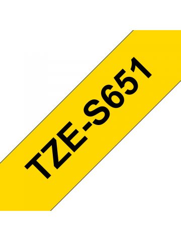 Brother TZE-S651 DirectLabel black on yellow extra strong Laminat 24mm x 8m for Brother P-Touch TZ 3.5-24mm/HSE/36mm/6-24mm/6-36mm