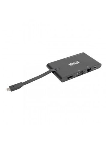 Tripp Lite USB-C Laptop Docking Station - HDMI, VGA, GbE, 4K  30 Hz, Thunderbolt 3, USB-A, USB-C, PD Charging 3.0, Black