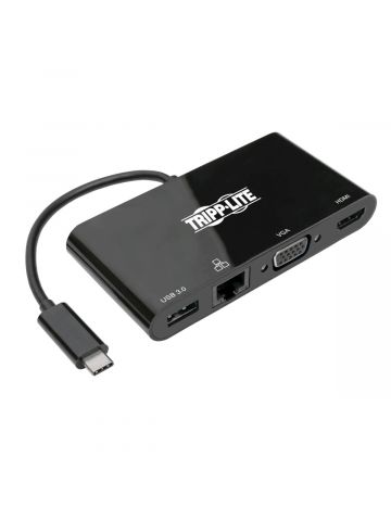 Tripp Lite U444-06N-HV4GUB USB-C Multiport Adapter - 4K HDMI, VGA, USB-A, GbE, HDCP, Black