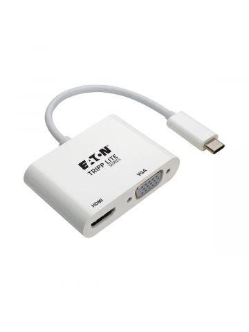 Tripp Lite U444-06N-HV4K USB-C Multiport Adapter (M/2xF) - 4K HDMI, VGA, White