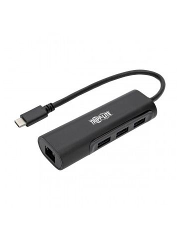 Tripp Lite USB 3.1 Gen 1 USB-C Portable Hub/Adapter, 3 USB-A Ports and Gigabit Ethernet Port, Thunderbolt 3 Compatible, Black