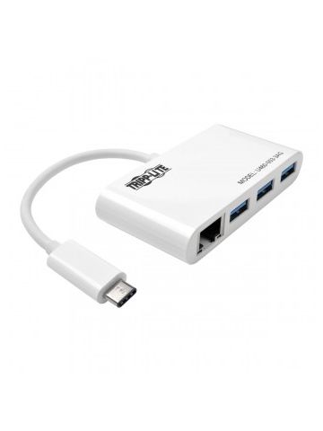 Tripp Lite 3-Port USB 3.1 Gen 1 Portable Hub, USB-C to (x3) USB-A, with Gigabit Ethernet Port