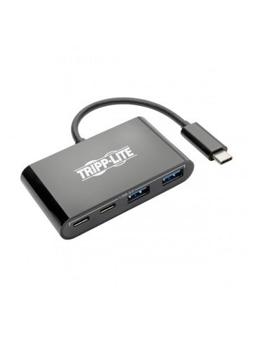 Tripp Lite USB 3.1 Gen 1 USB-C Portable Hub with 2 USB-C Ports and 2 USB-A Ports, Thunderbolt 3 Compatible, Black