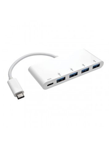 Tripp Lite 4-Port USB 3.1 Gen 1 Portable Hub, USB Type-C (USB-C) to (x4) USB-A, with USB-C Charging Port