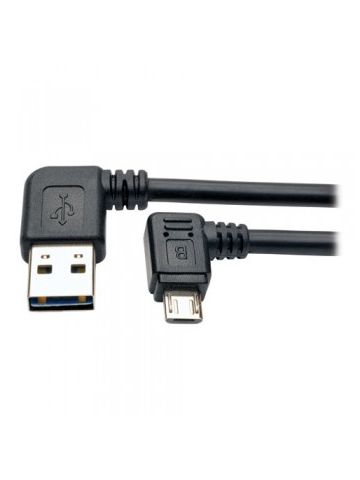 Tripp Lite Dedicated Reversible USB Charging Cable (Left / Right Angle Reversible A to Right Angle 5-Pin Micro B) Black, 0.91 m (3-ft.)