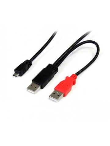 StarTech.com 1 ft USB Y Cable for External Hard Drive - Dual USB A to Micro B