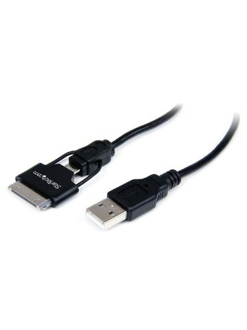 StarTech.com 0.65m (2 ft) Short Apple 30-pin Dock Connector or Micro USB to USB Combo Cable for iPhone / iPod / iPad