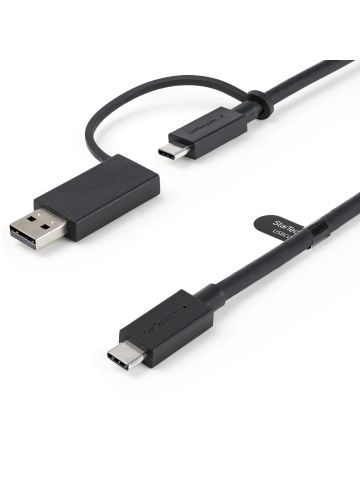 StarTech.com 3ft (1m) USB-C Cable with USB-A Adapter Dongle - Hybrid 2-in-1 USB C Cable w/ USB-A - USB-C to USB-C (10Gbps/100W PD), USB-A to USB-C (5Gbps) - Ideal for Hybrid Docking Station