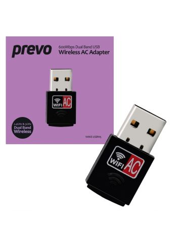 PREVO USBW5 600Mbps Dual Band USB Wireless AC Network Adapter