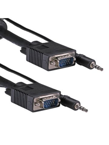 Cablenet 1m SVGA with Audio HD15 Male - Male + 3.5mm Stereo Black PVC Cable