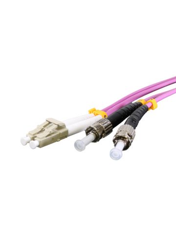 Cablenet 10m OM3 50/125 LC-ST Duplex Violet LSOH Fibre Patch Lead