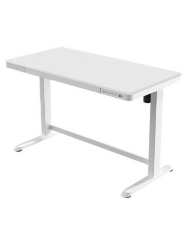 DDB White Glass White Metalwork Sit Stand Desk 1200 X 600MM