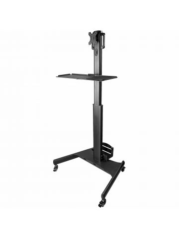 StarTech.com Mobile Workstation Cart with Monitor Mount, CPU/PC Holder, Keyboard Tray - Ergonomic Height Adjustable Desktop Computer Cart - Rolling Mobile Standing Workstation on Wheels