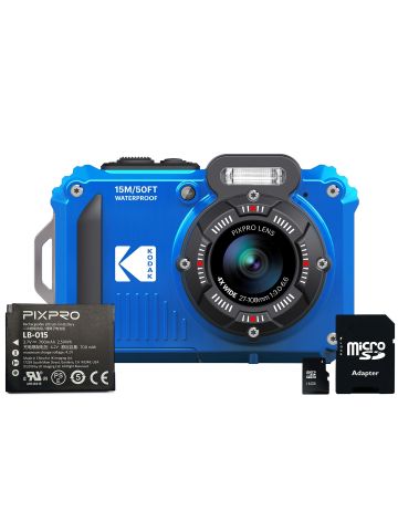 Kodak PIXPRO WPZ2 16MP 4x Zoom Tough Camera Kit inc Additional LB-015 Li-Ion Battery & 16GB MicroSD Card - Blue