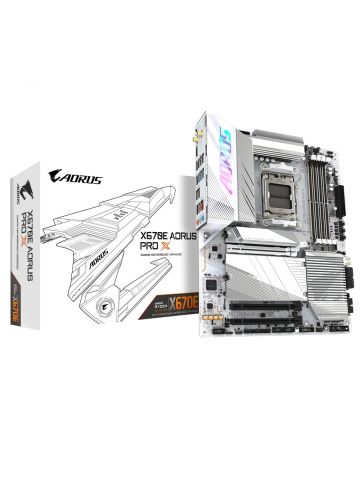 Gigabyte X670E AORUS PRO X Motherboard - Supports AMD Ryzen 7000 CPUs, 16+2+2 phases VRM, up to 8000MHz DDR5 (OC), 4xPCIe 4.0 M.2, Wi-Fi 7, 2.5GbE LAN, USB 3.2 Gen 2