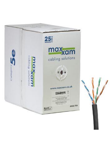 Cablenet Cat5e Black U/UTP LSOH 24AWG Solid CPR Dca Cable 305m Reelex Box