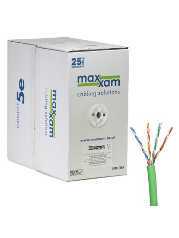 Cablenet Cat5e Green U/UTP LSOH 24AWG Solid CPR Dca Cable 305m Reelex Box