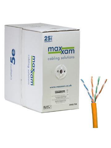 Cablenet Cat5e Orange U/UTP LSOH 24AWG Solid CPR Dca Cable 305m Reelex Box