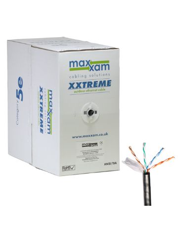 Cablenet Cat5e Black F/UTP Maxxam XXtreme Outdoor 24AWG Cable 305m Reel in Box