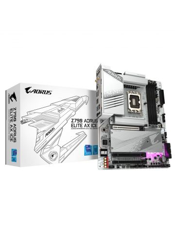 GIGABYTE Z790 AORUS ELITE AX ICE Motherboard - Supports Intel Core 13th CPUs, 16+1+2 Phases Digital VRM, up to 7600MHz DDR5, 4xPCIe 4.0 M.2, Wi-Fi 6E, 2.5GbE LAN , USB 3.2 Gen 2