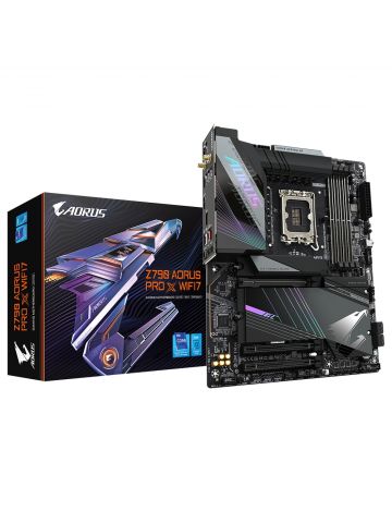 Gigabyte Z790 AORUS PRO X WIFI7 Motherboard - Supports Intel Core 14th Gen CPUs, 18+1+2 phases VRM, up to 8266MHz DDR5 (OC), 1xPCIe 5.0 + 4xPCIe 4.0 M.2, Wi-Fi 7, 5GbE LAN, USB 3.2 Gen 2