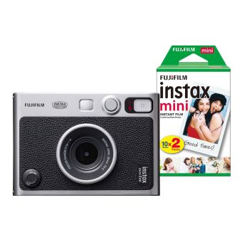 Fujifilm Instax Mini Evo Hybrid Instant Camera - Black - Camera + 20 Shot Pack